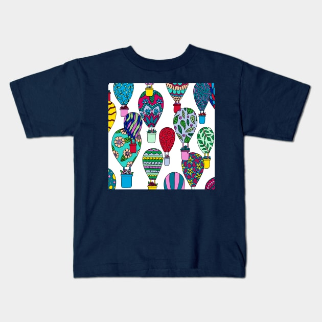 Hot Air Balloons White Palette Kids T-Shirt by HLeslie Design